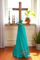 Green Pink Embroidery Kota Cotton Saree